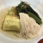 光壽おおやま - つるむらさき・茄子・ヤマフジ茸・おかひじきのお浸し