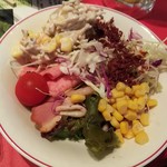 福山ニューキャッスルホテル ビアホール - サラダ(2018.08.11)