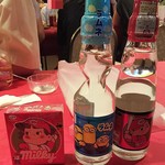 福山ニューキャッスルホテル ビアホール - ビンゴゲーム景品は「ミルキー」。ラムネ２本は参加賞です(2018.08.11)