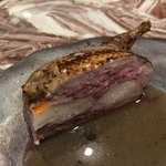 Libre - ウズラのファルシ　車海老と豚肉詰め　ウズラのジュとパクチーのソース