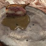 Libre - ウズラのファルシ　車海老と豚肉詰め　ウズラのジュとパクチーのソース