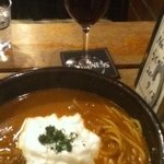 珈琲はうす あんず村 - すぱ丼　カレー味withグラスワイン
