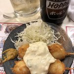元祖立ち飲み屋 - うずらの卵フライにタルタルソースとは手の込んだ手法ｗ