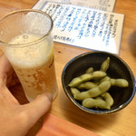 魚市場 小松 - ノンアルビールと枝豆