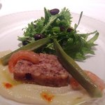 リストランテ G - 北海道産真蛸のパテと根セロリピュレのサラダ仕立て　ペペロンチーノのアクセント