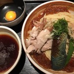 麺屋一燈 - 2018.8 月曜日限定「昆布水と鶏出汁ジュレの煮びたしつけ麺(2)醤油Ver.」