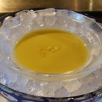 横浜うかい亭 - とうもろこしの冷製スープ。