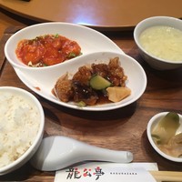 神楽坂 龍公亭 - 日替わりランチ1,000円　主菜２種、白飯（おかわり自由）、ザーサイ、本日のスープ、中国茶