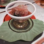 日々魚数寄 東木 - 出汁ごおりに紫蘇、蒸しサザエ、焼きトマトにきゅうりのサラダ