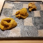 鮨 なんば - 熊本の天草 佐賀の唐津 福岡の糸島の雲丹の食べ比べ