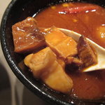 つけ麺 五ノ神製作所 - 海老トマトつけ麺、具のチャーシューとチキン。