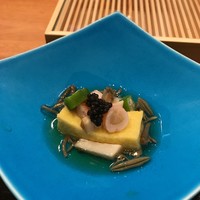 天婦羅 みやしろ - とうもろこしの豆腐にじゅんさい