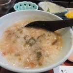 なぎの木 - お替りの出来るお粥は２杯目は明太子や昆布で味付して口に運んでみました。
