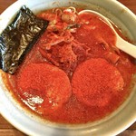 麺通 - カラフトらーめん（辛背油）半麺　こってりで　辛さ2倍 780円+20円 辛し高菜（サービス）