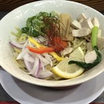 麺や たけだ - 汁ナシしょう油♪(〆のごはん付き) 850円