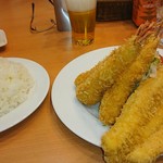 Shichijou - アナゴフライ定食にエビフライ3本追加