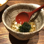 日本橋 蕎ノ字 - そばの実（静岡産）、生海苔（浜名湖）添え・・暑い日でしたので、冷たい食感が心地よく優しい味わい。