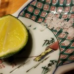 乙女寿司 - ◇お造り「柚子と藻塩でいただきます」