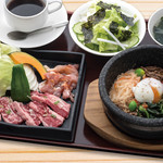 Stone grilled bibimbap/ Yakiniku (Grilled meat) lunch