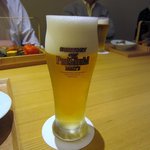 草草 柚子庵 - 最初はメンバー全員、ビールで乾杯です