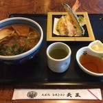 レストラン天王 - うどん＆天ぷら　ダシがしっかり効いたうどんでした☆天ぷらはサクサク揚げたてで、なかなかのクオリティーでした◎　2018/07/31