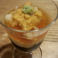 鮨処 北の華 - ウニと長芋ともずくの和え物