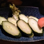 心楽 - 豚味噌きゅうり。これが焼酎にあう。