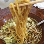 寺泊 こまどり - 麺リフト。中太麺。