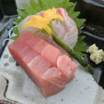 烹祥庵 - ■造里 本日の鮮魚二種 あしらい一式