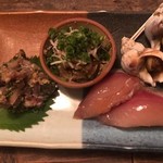 三人灯 - お通し4種。