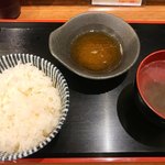 天ぷらとワイン 大塩 - ご飯とお吸い物、天つゆのセット