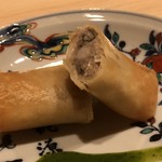 はらまさ - ＊鮎の身や内臓などをすべて巻き込み、食感味わい共に楽しめる品。 蓼塩で。