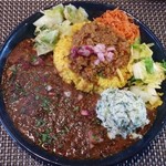 ホールスパイスカレー青藍 - カレー定食２種盛＋季節のポテサラ(前回注文)