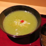 銀座 しのはら - おくらのすり流し 鱧と糸瓜のお椀2