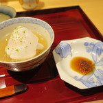 銀座 しのはら - はまぐりとあらのしゃぶしゃぶ ちり酢で1