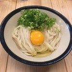 うどんや 大門 - 180706釜玉中600円ネギ大盛り50円