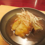 天現寺小野 - 鱧と茄子の揚げ物　餡かけ　茗荷