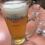 歓迎 - 生ビールはプレミアムモルツです。