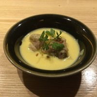 瀧口 - 博多地鶏 もも肉のコンフィ トウモロコシのポタージュと共に