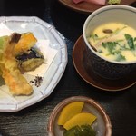 しんくらしき 二海 - 日替わり膳の天ぷら、茶碗蒸し