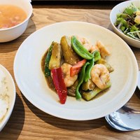 熱香森 - 日替わりランチ：海老と茄子のバーベキュー炒め