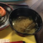 黒江ぬりもの館 - 茄子と素麺の味噌汁。いちいち優しい。