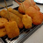 串カツ田中 - 串揚げ  レンコン、紅しょうが、ナス、煮たまご