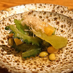 高太郎 - お通し　　有機野菜と大豆のおひたし