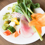 那須の恵みMekkeブッフェ - 生でポリポリ食べてしまったしゃぶしゃぶ用野菜w