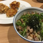 布施 細見商店 - 満足セット（焼豚丼、唐揚げ3ケ）（￥450）
