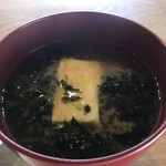 ミソジュウ - アオサと豆富の味噌汁。
            美味し。