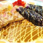 ふくてい - ステーキカレー650円＋チーズ150円＋ナス150円