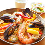 Luxurious seafood paella