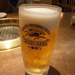 焼肉 山水 - 23年8月　乾杯用生ビール